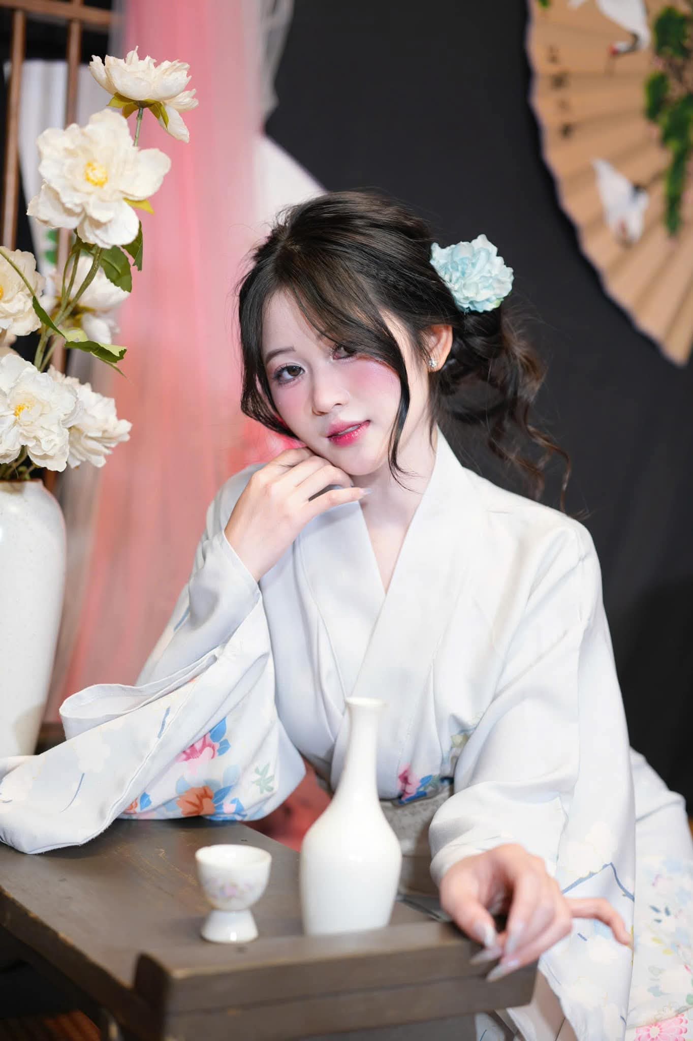 Yukata/kimono xanh biển nhạt K01