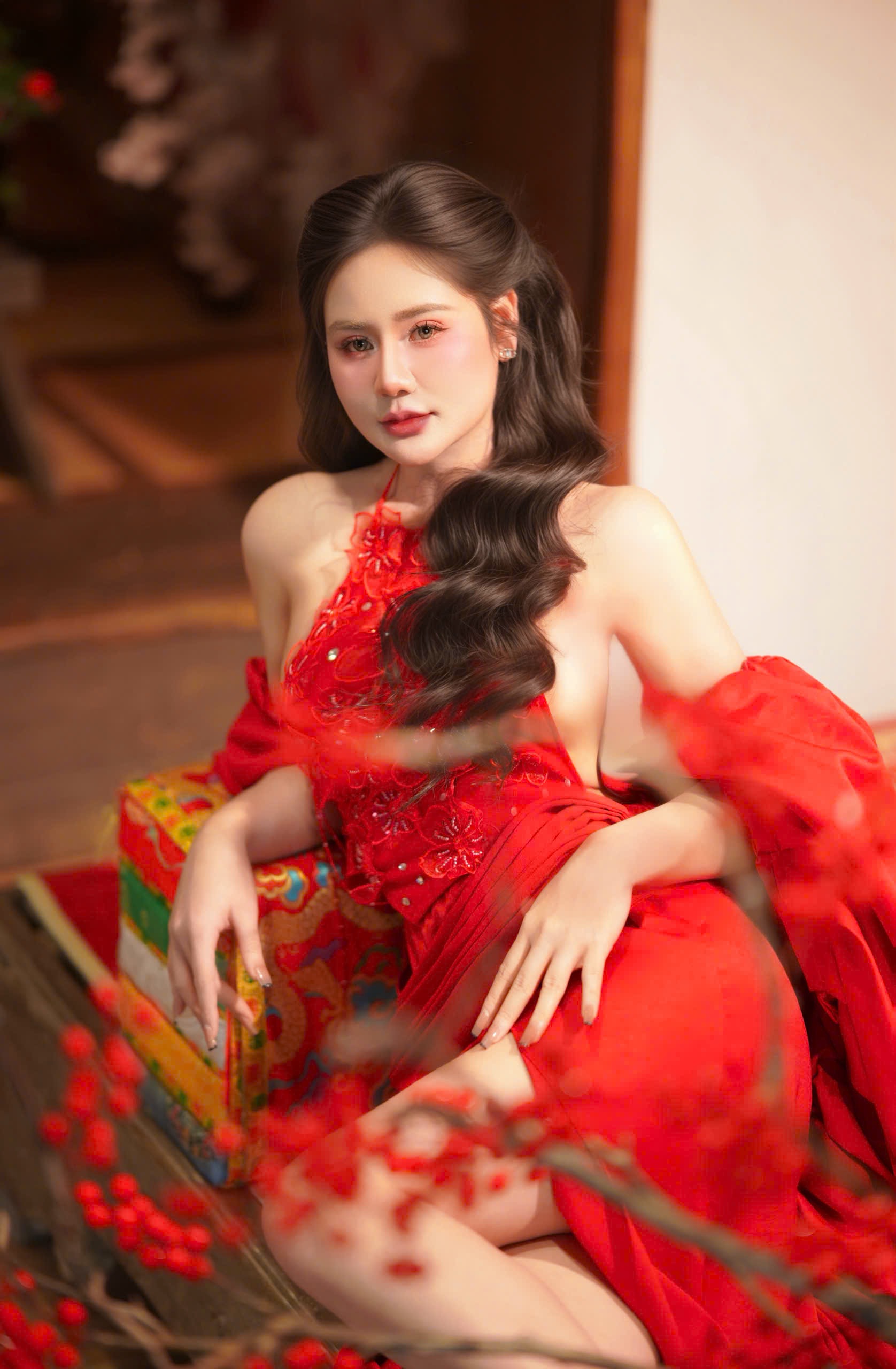 Yếm đỏ tay phồng Y05