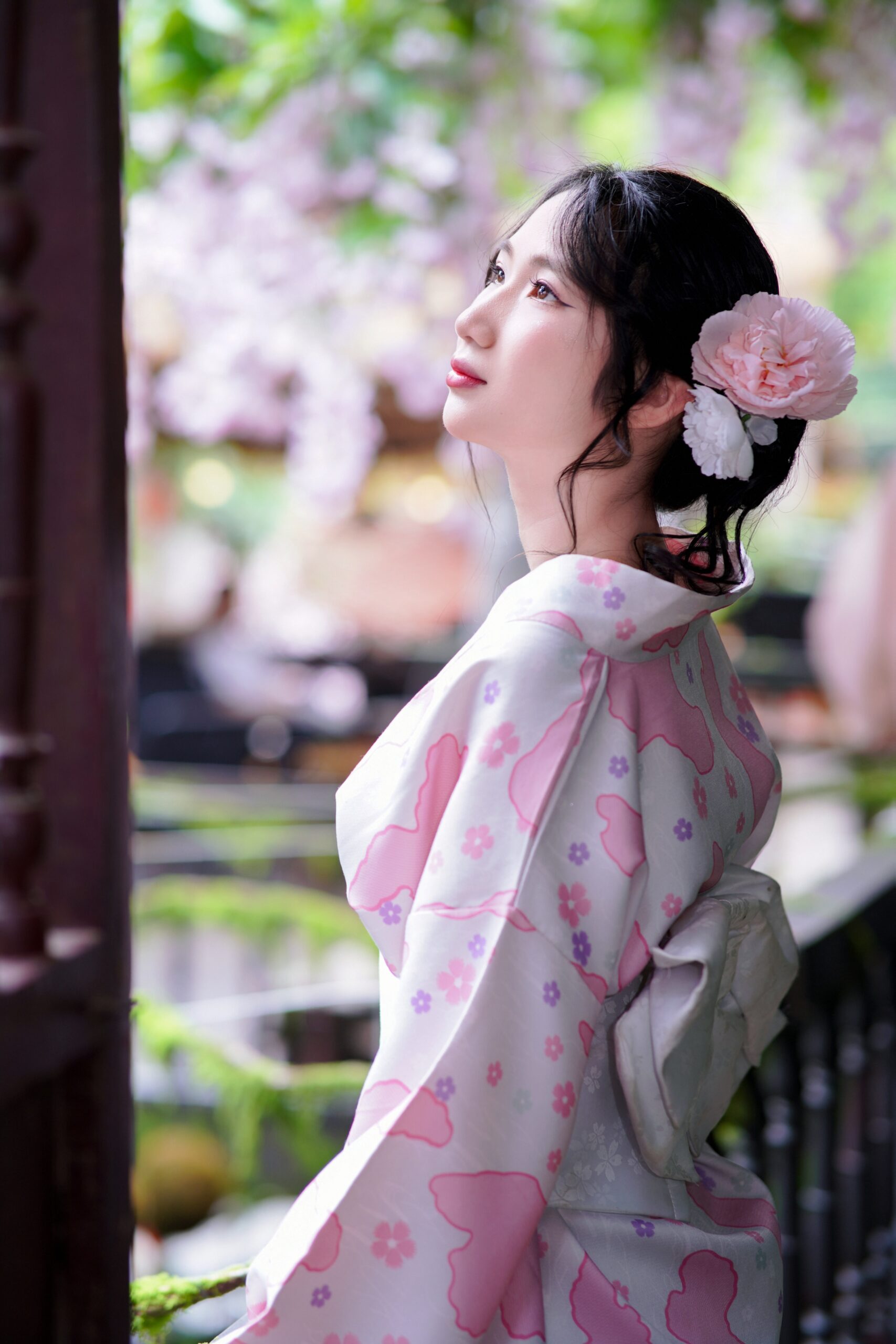 Yukata/Kimono Hồng họa tiết toàn thân K09