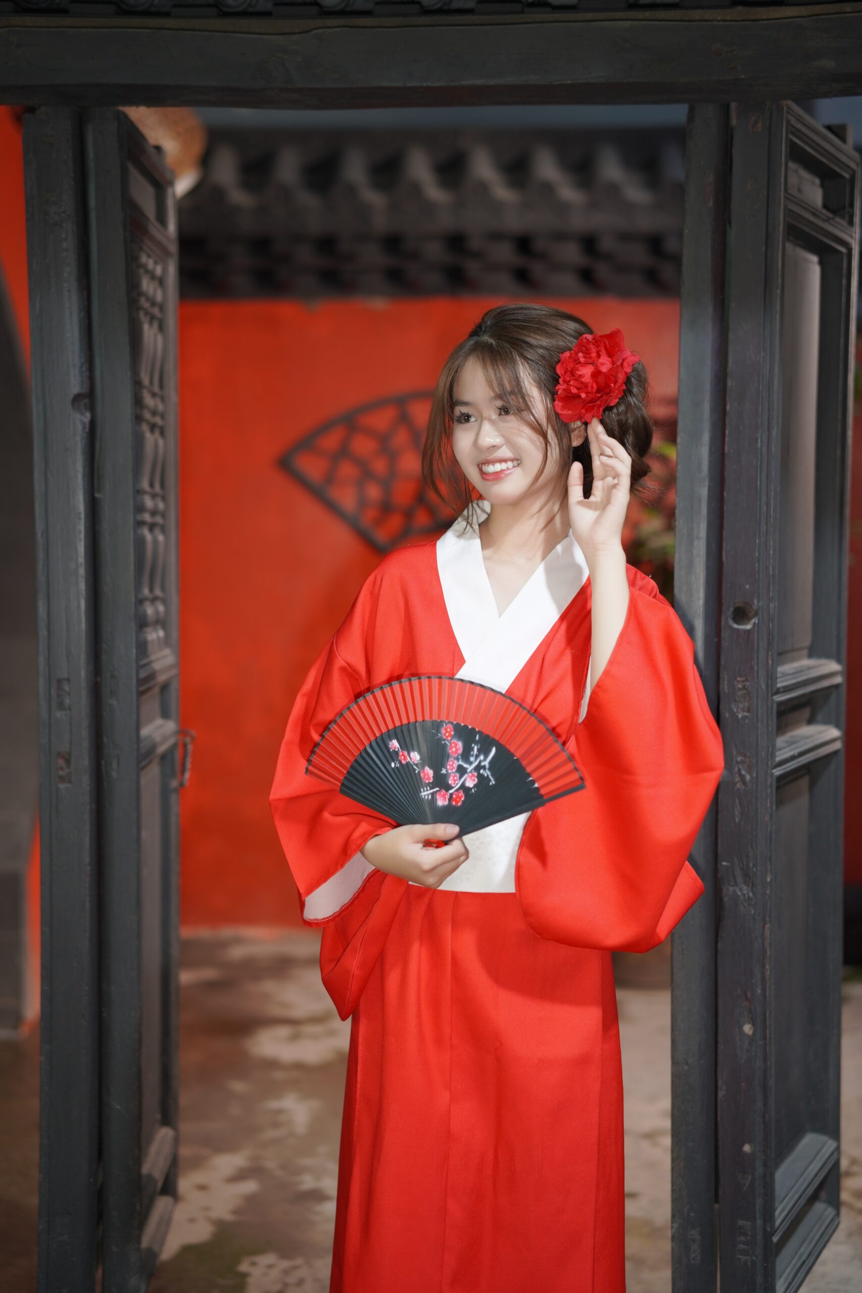 Yukata/kimono đỏ vạt trắng (combo99-combo599k) K17