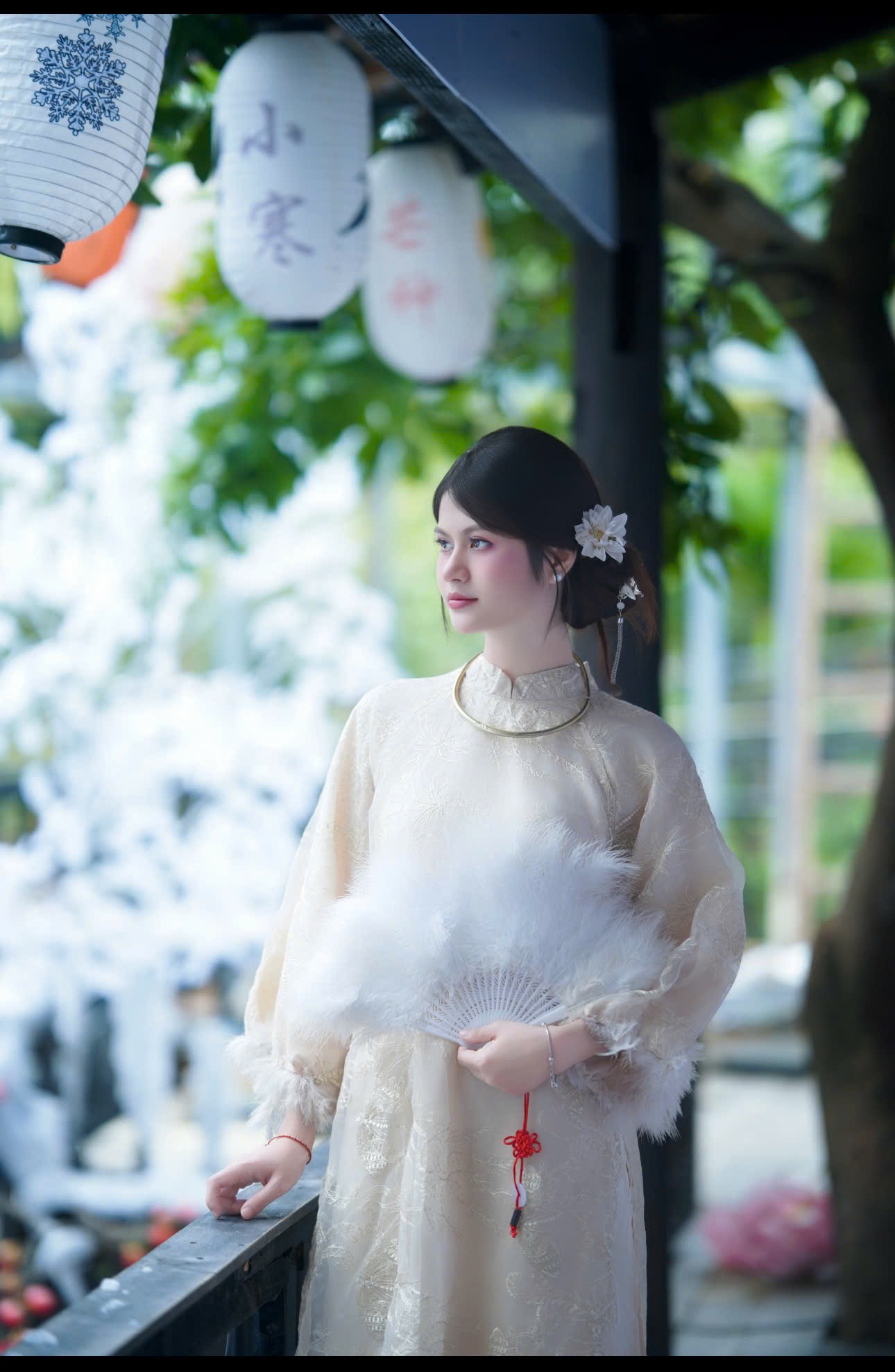 Áo dài kem tay lông (combo99-799)