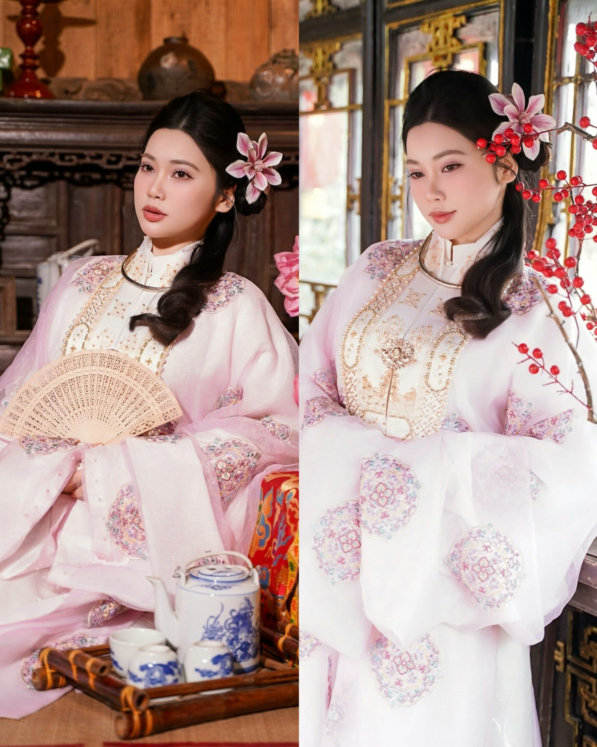 Nhật bình hồng hoạ tiết thêu chỉ từ 99k