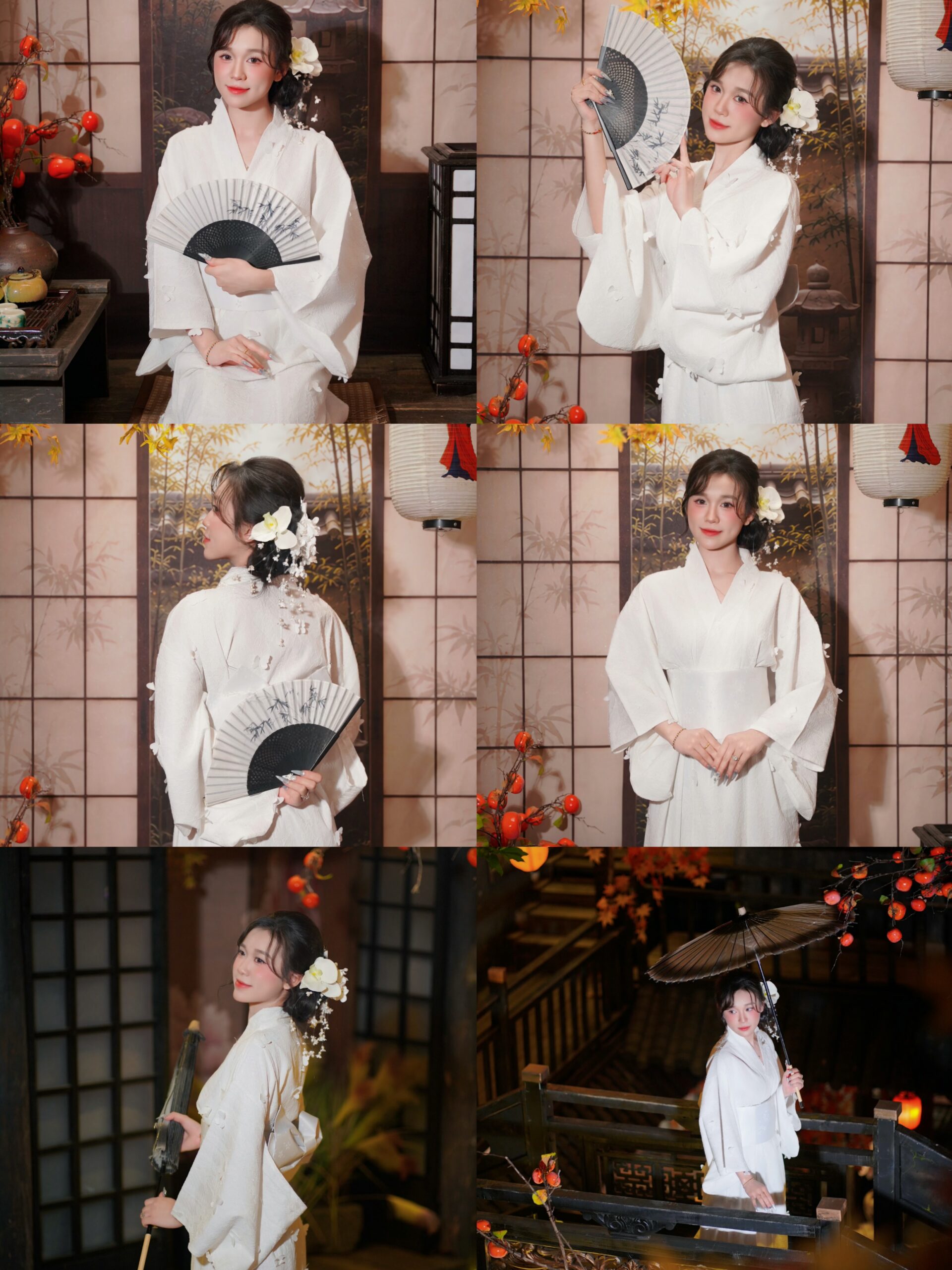 Kimono trắng chỉ từ combo 179.000